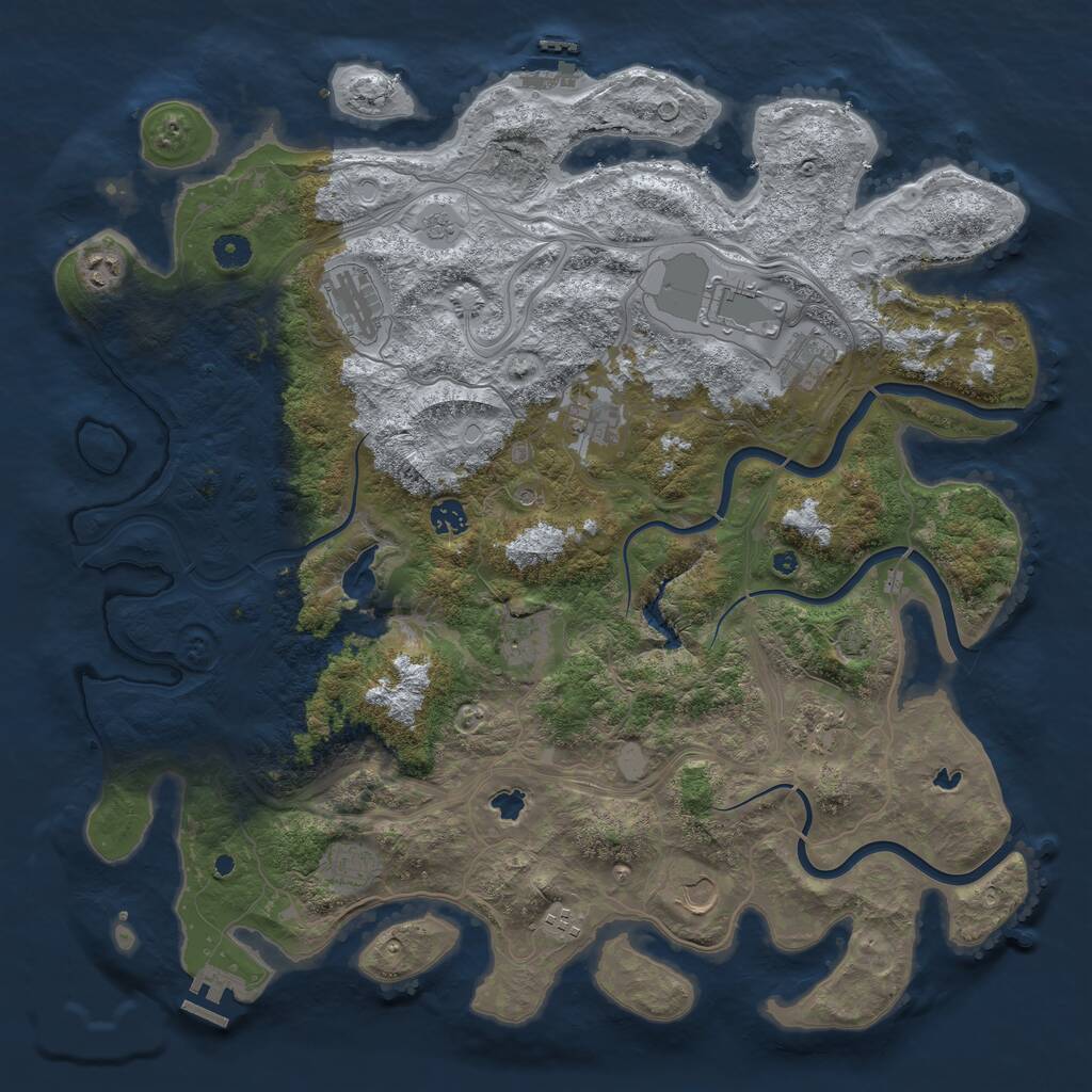 Rust Map: Procedural Map, Size: 4500, Seed: 115849593, 17 Monuments