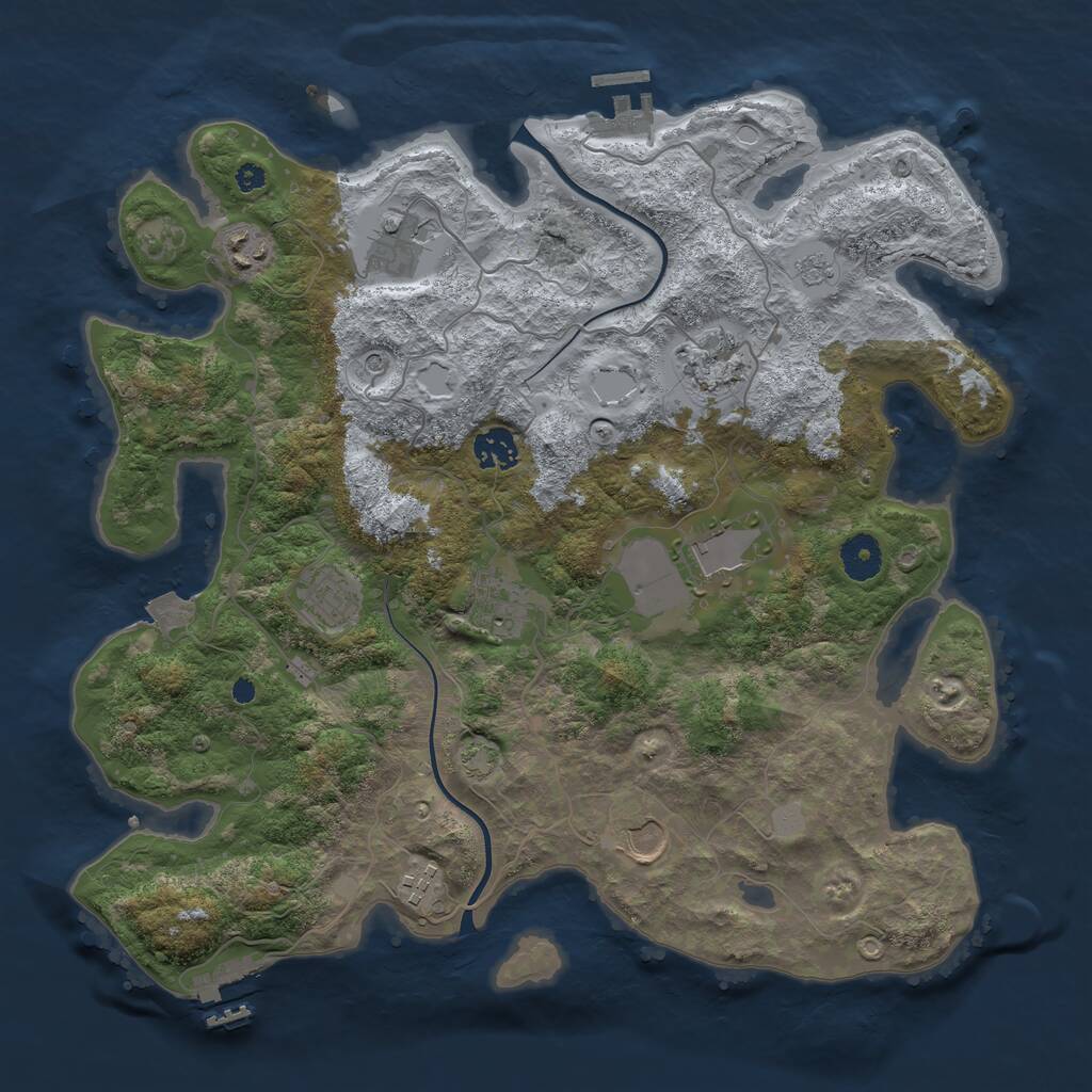 Rust Map: Procedural Map, Size: 3750, Seed: 954701207, 15 Monuments