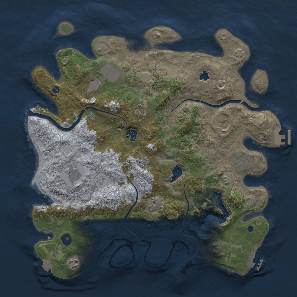 Rust Map: Procedural Map, Size: 4000, Seed: 847845307, 14 Monuments