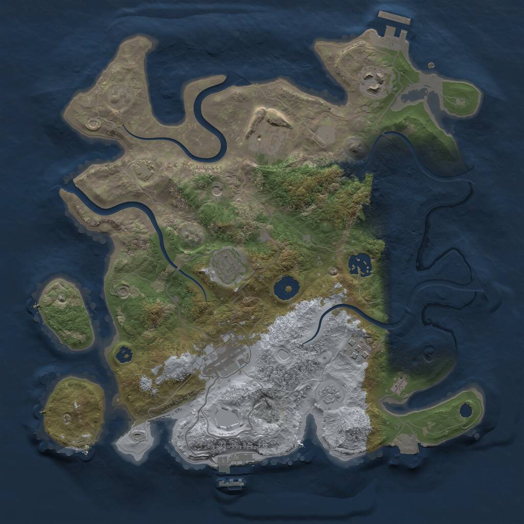 Rust Map: Procedural Map, Size: 3250, Seed: 609970105, 12 Monuments