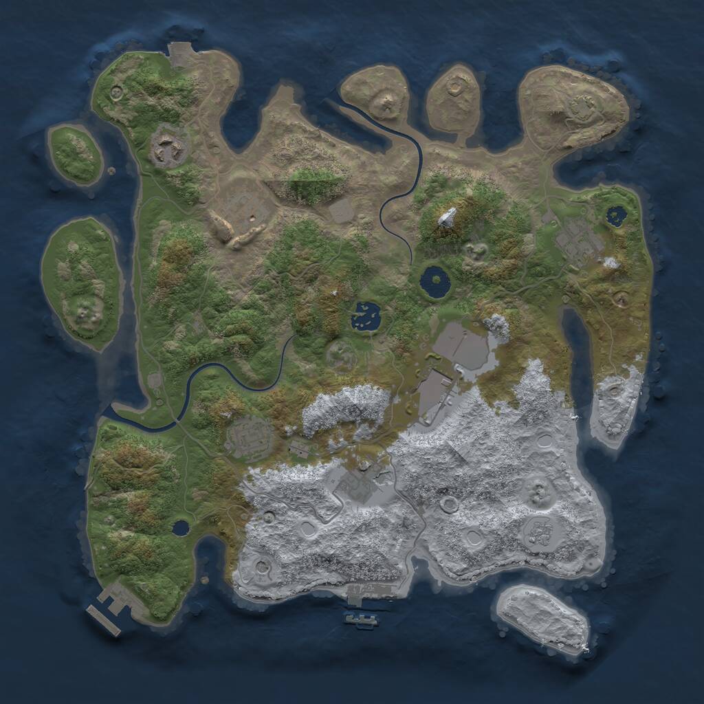 Rust Map: Procedural Map, Size: 3500, Seed: 1965927311, 13 Monuments