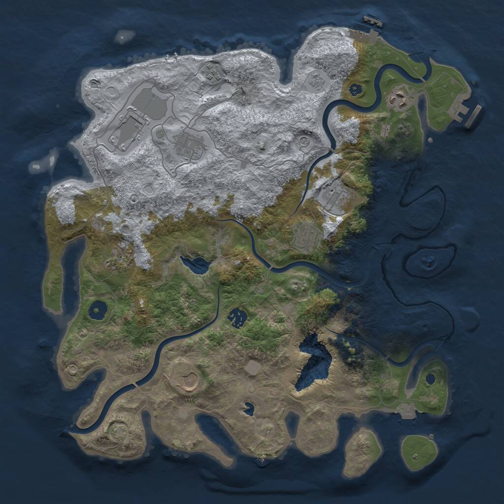 Rust Map: Procedural Map, Size: 4000, Seed: 8877, 15 Monuments