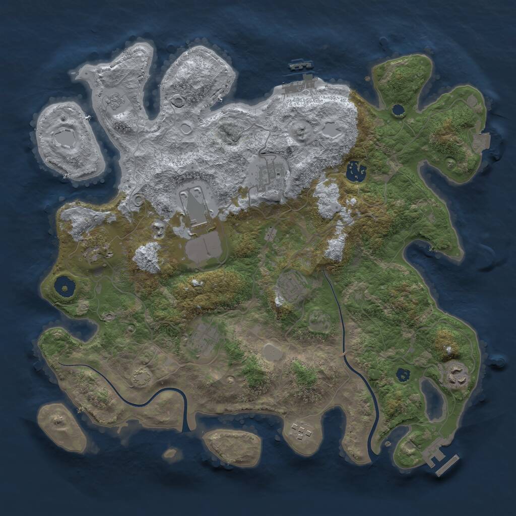 Rust Map: Procedural Map, Size: 3700, Seed: 1158506953, 13 Monuments