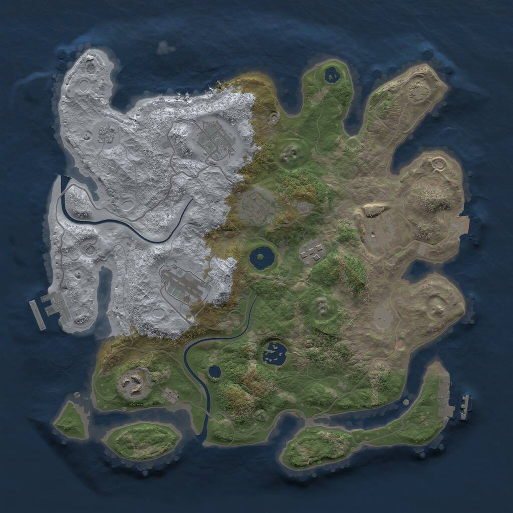 Rust Map: Procedural Map, Size: 3300, Seed: 1735057485, 13 Monuments