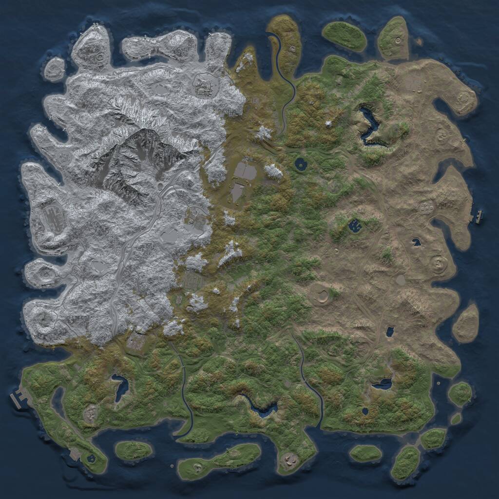 Rust Map: Procedural Map, Size: 6000, Seed: 1221305677, 17 Monuments