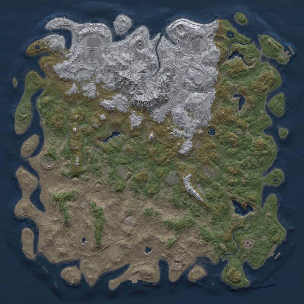 Rust Map: Procedural Map, Size: 6000, Seed: 8770004, 17 Monuments