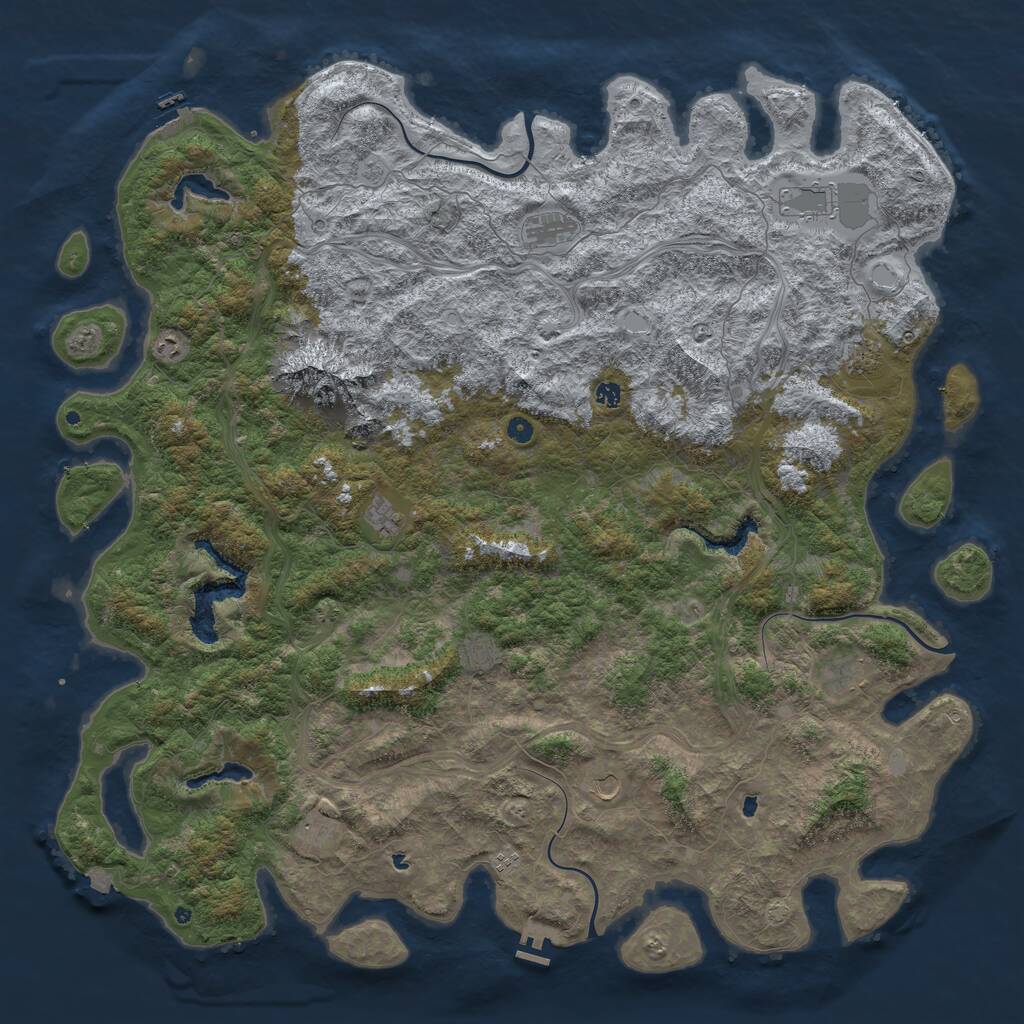 Rust Map: Procedural Map, Size: 6000, Seed: 1193550712, 17 Monuments