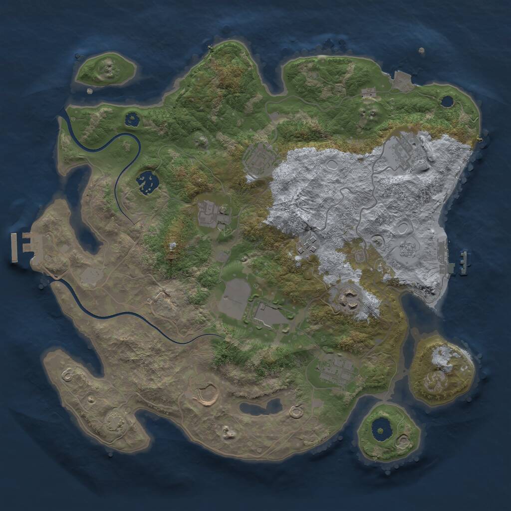 Rust Map: Procedural Map, Size: 3500, Seed: 517459578, 14 Monuments