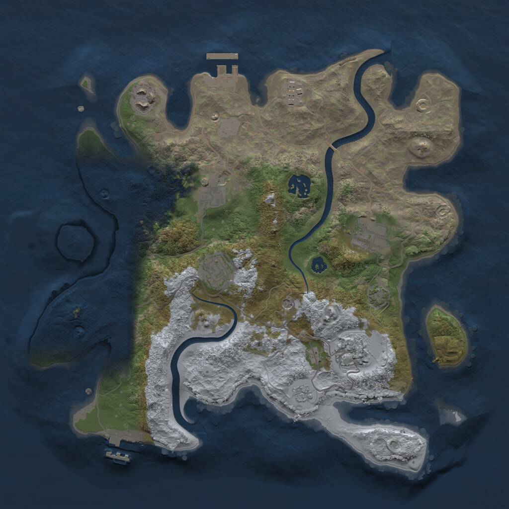 Rust Map: Procedural Map, Size: 3250, Seed: 349362491, 13 Monuments