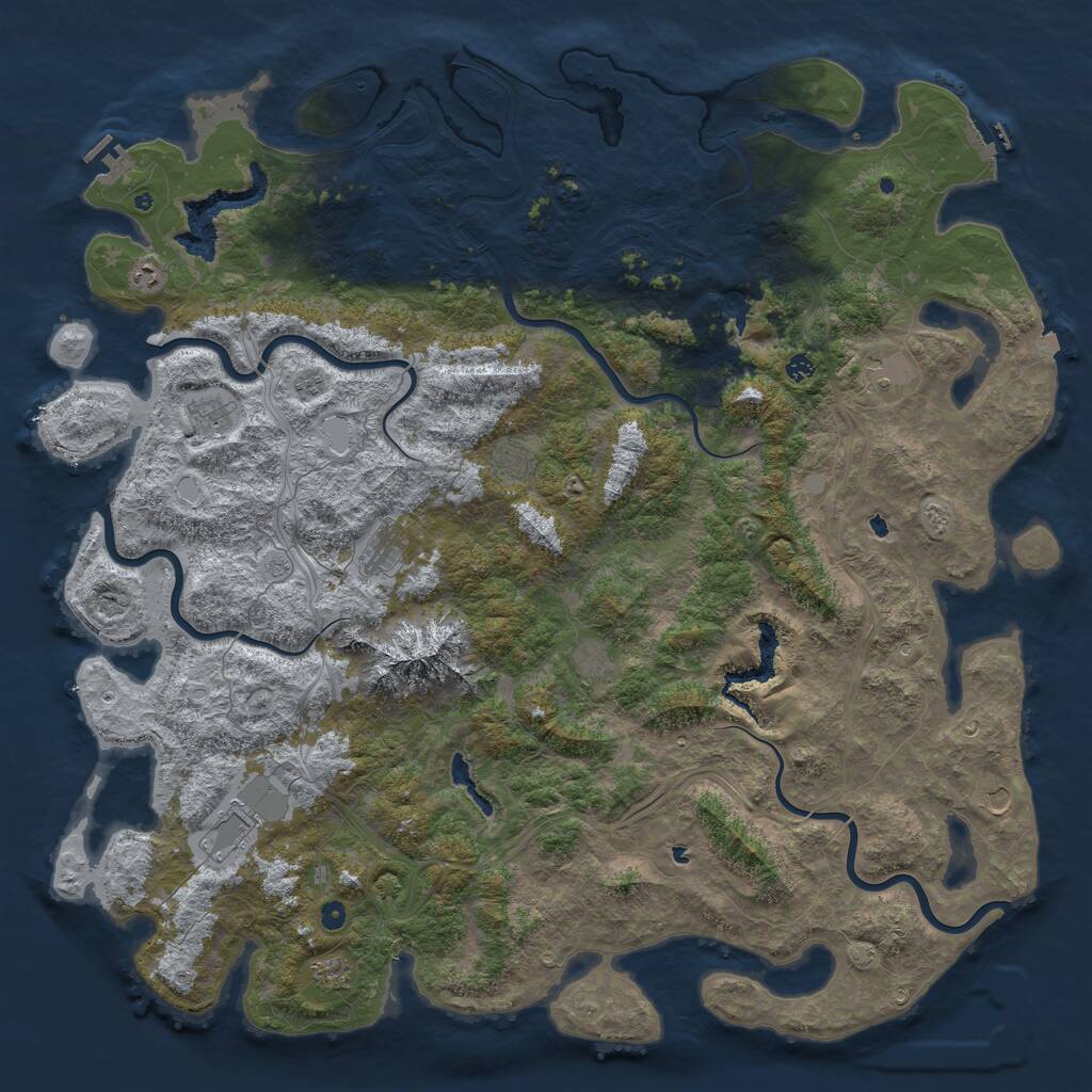 Rust Map: Procedural Map, Size: 6000, Seed: 1273119642, 17 Monuments