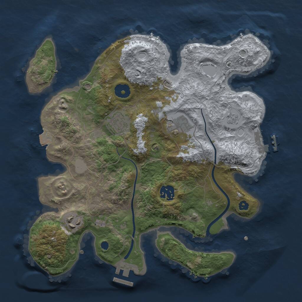Rust Map: Procedural Map, Size: 3000, Seed: 336876524, 8 Monuments