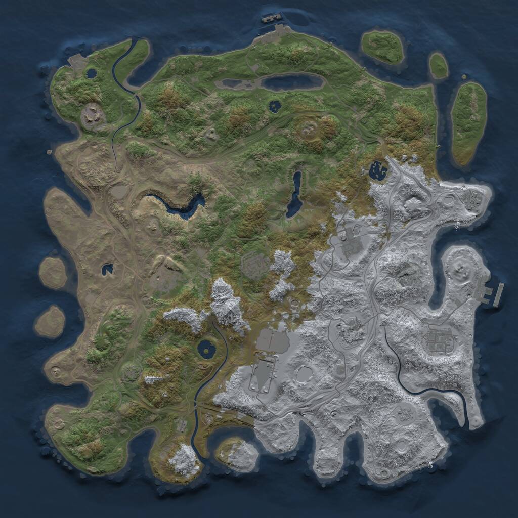 Rust Map: Procedural Map, Size: 4250, Seed: 1844216413, 15 Monuments