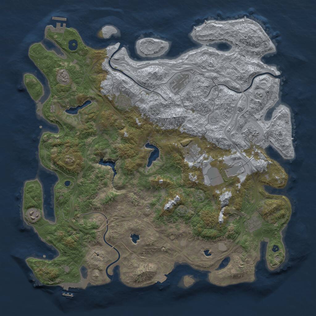 Rust Map: Procedural Map, Size: 4500, Seed: 695980706, 14 Monuments