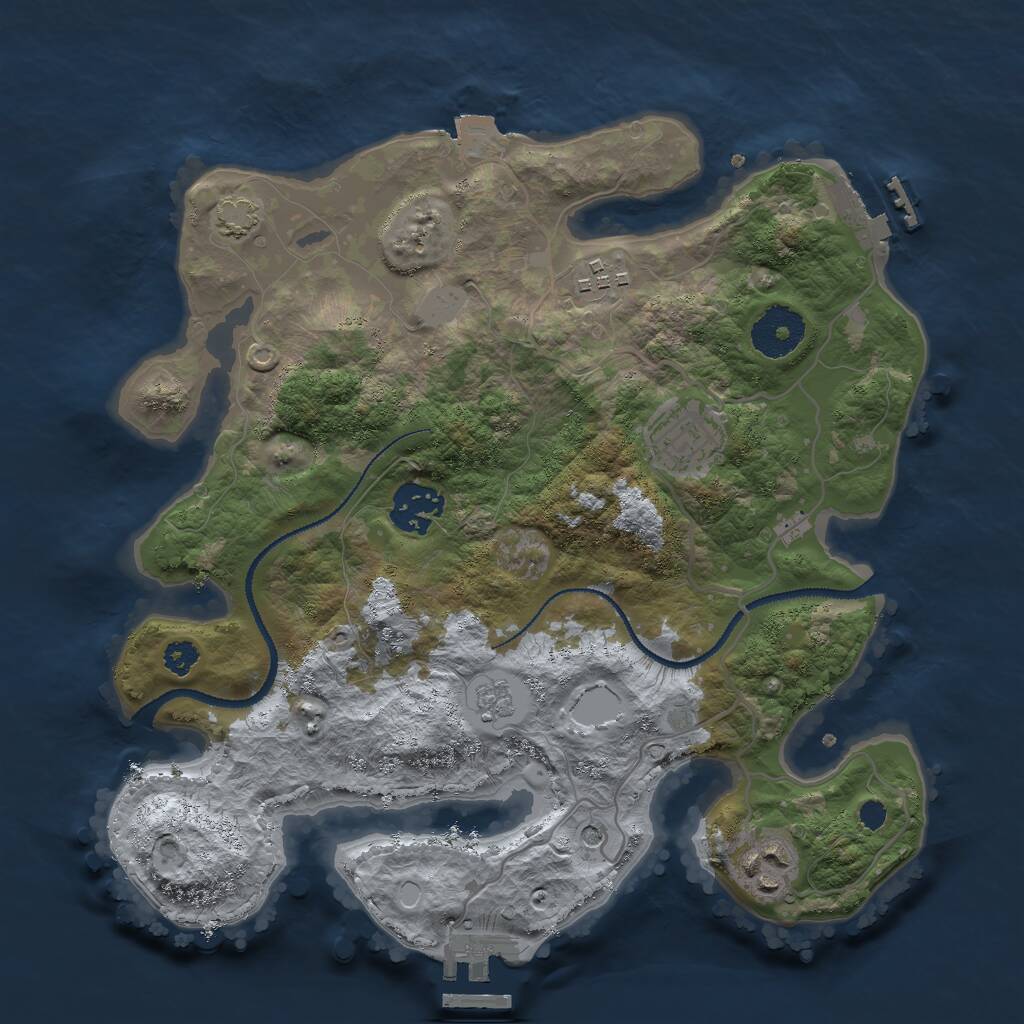 Rust Map: Procedural Map, Size: 3000, Seed: 671583, 10 Monuments