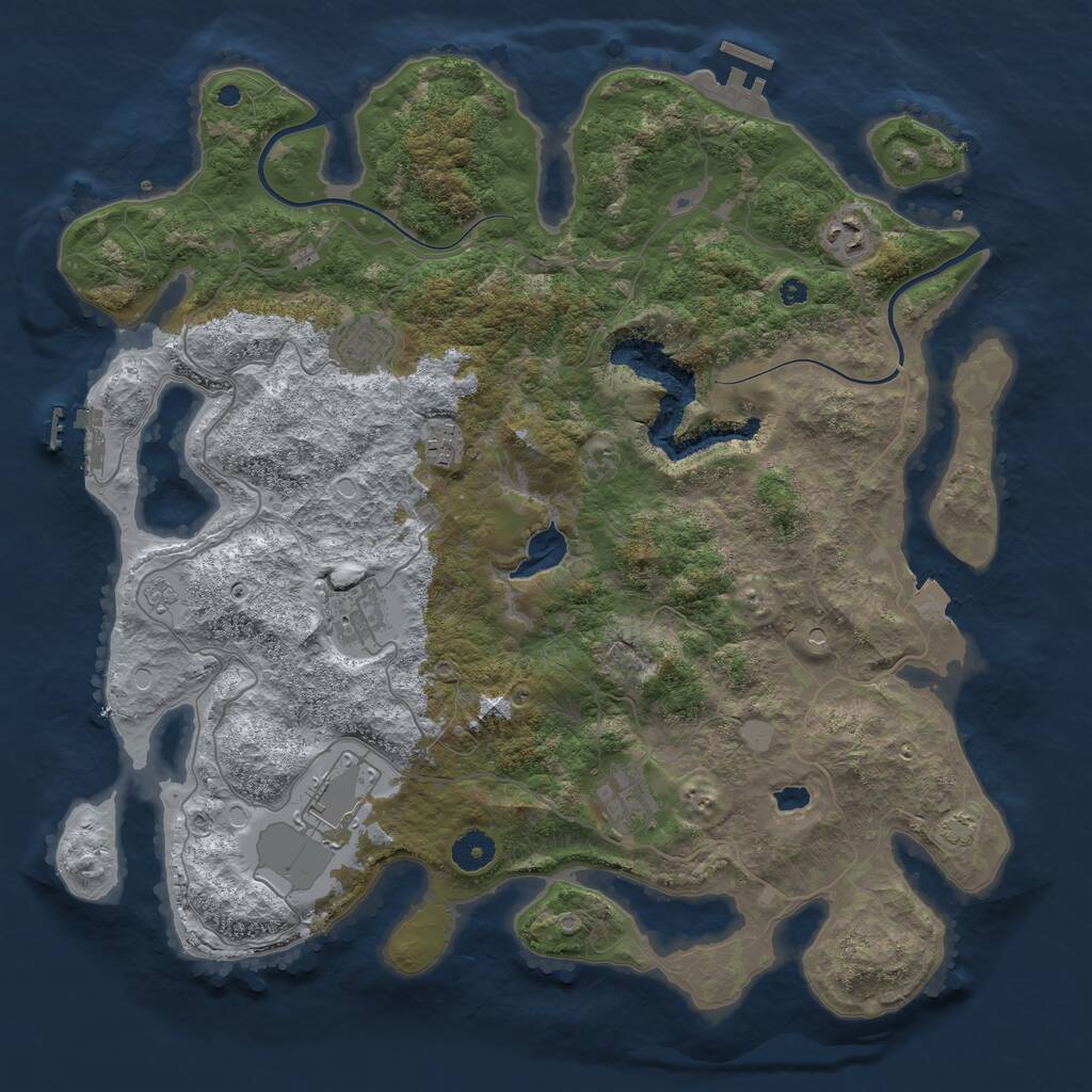 Rust Map: Procedural Map, Size: 4000, Seed: 1204086741, 12 Monuments