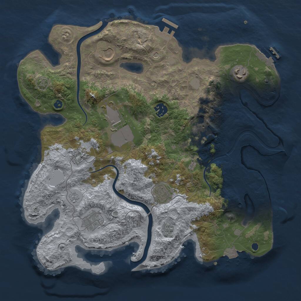 Rust Map: Procedural Map, Size: 3500, Seed: 11614, 15 Monuments