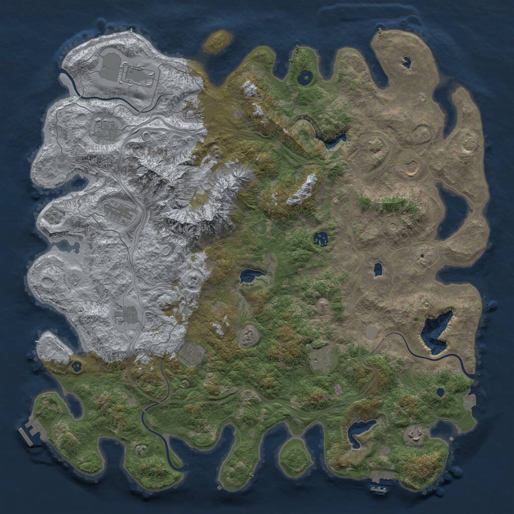 Rust Map: Procedural Map, Size: 5000, Seed: 1966328796, 17 Monuments