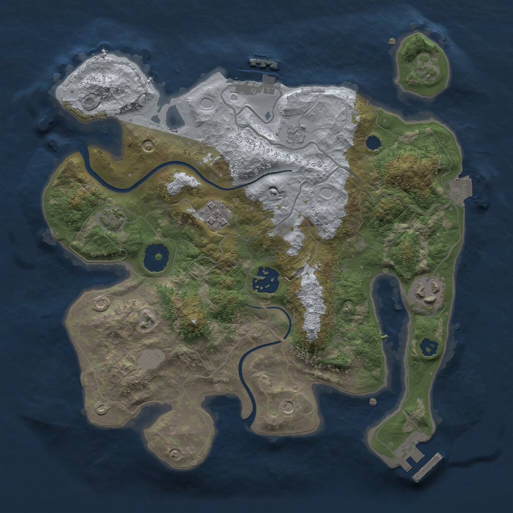 Rust Map: Procedural Map, Size: 2850, Seed: 458827429, 9 Monuments
