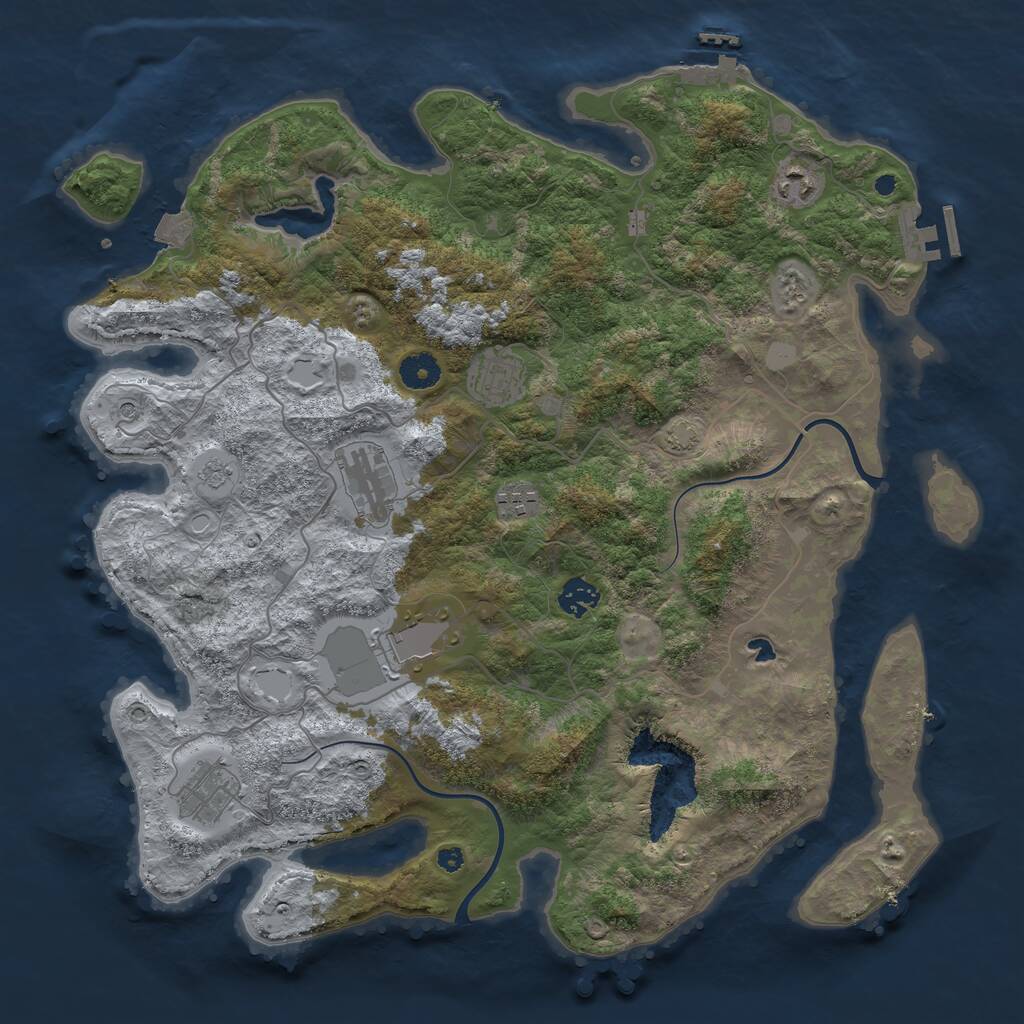 Rust Map: Procedural Map, Size: 4000, Seed: 1886008914, 13 Monuments
