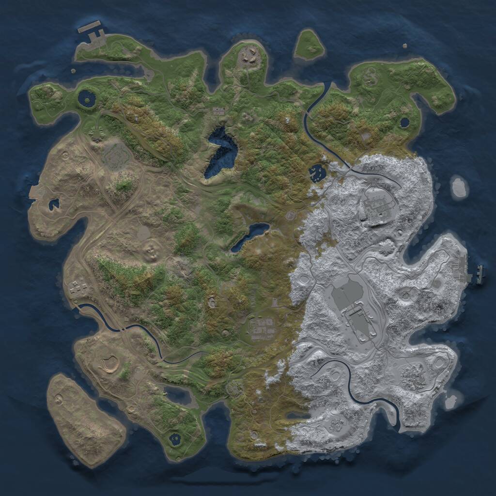 Rust Map: Procedural Map, Size: 4250, Seed: 1216359012, 15 Monuments