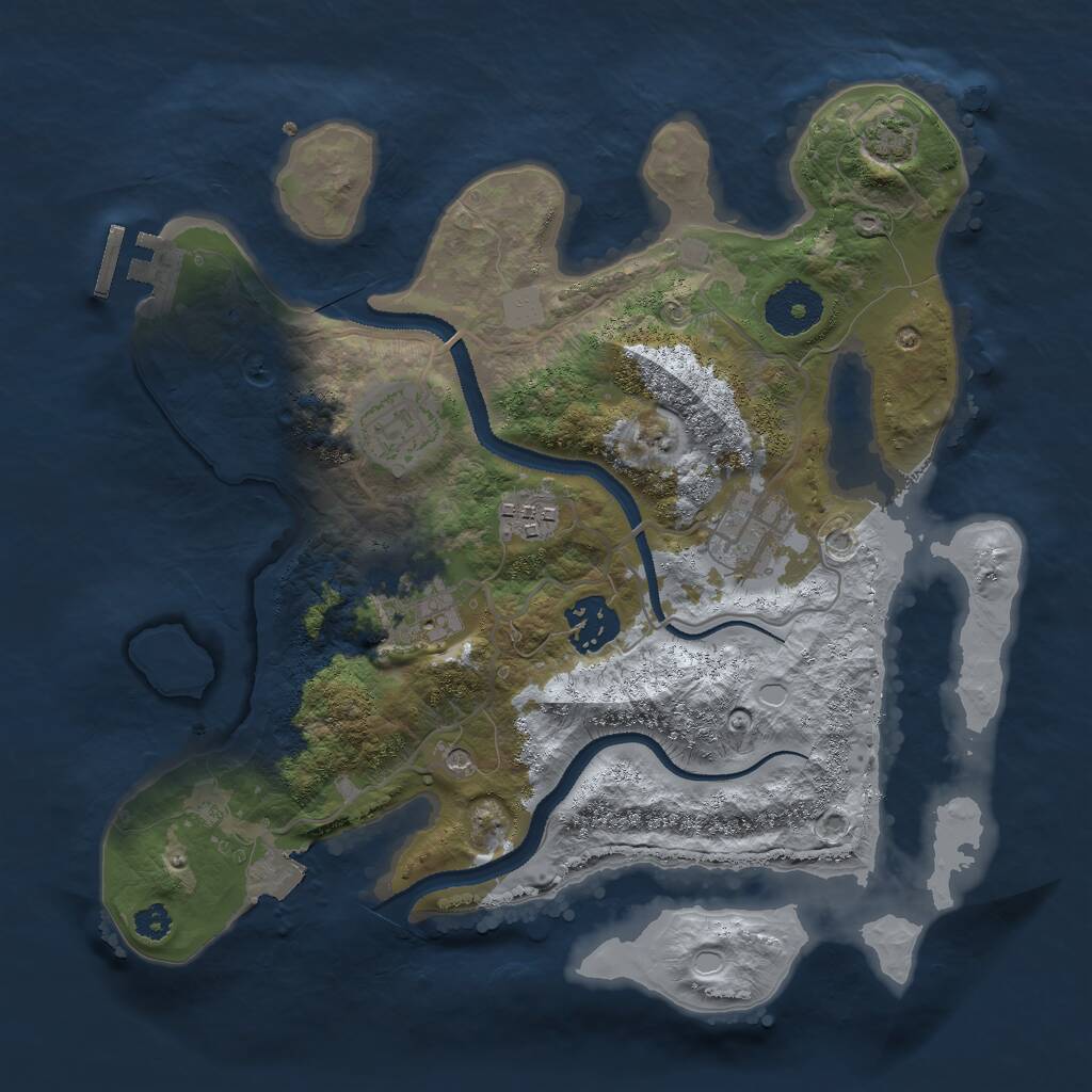 Rust Map: Procedural Map, Size: 3000, Seed: 1008199788, 9 Monuments