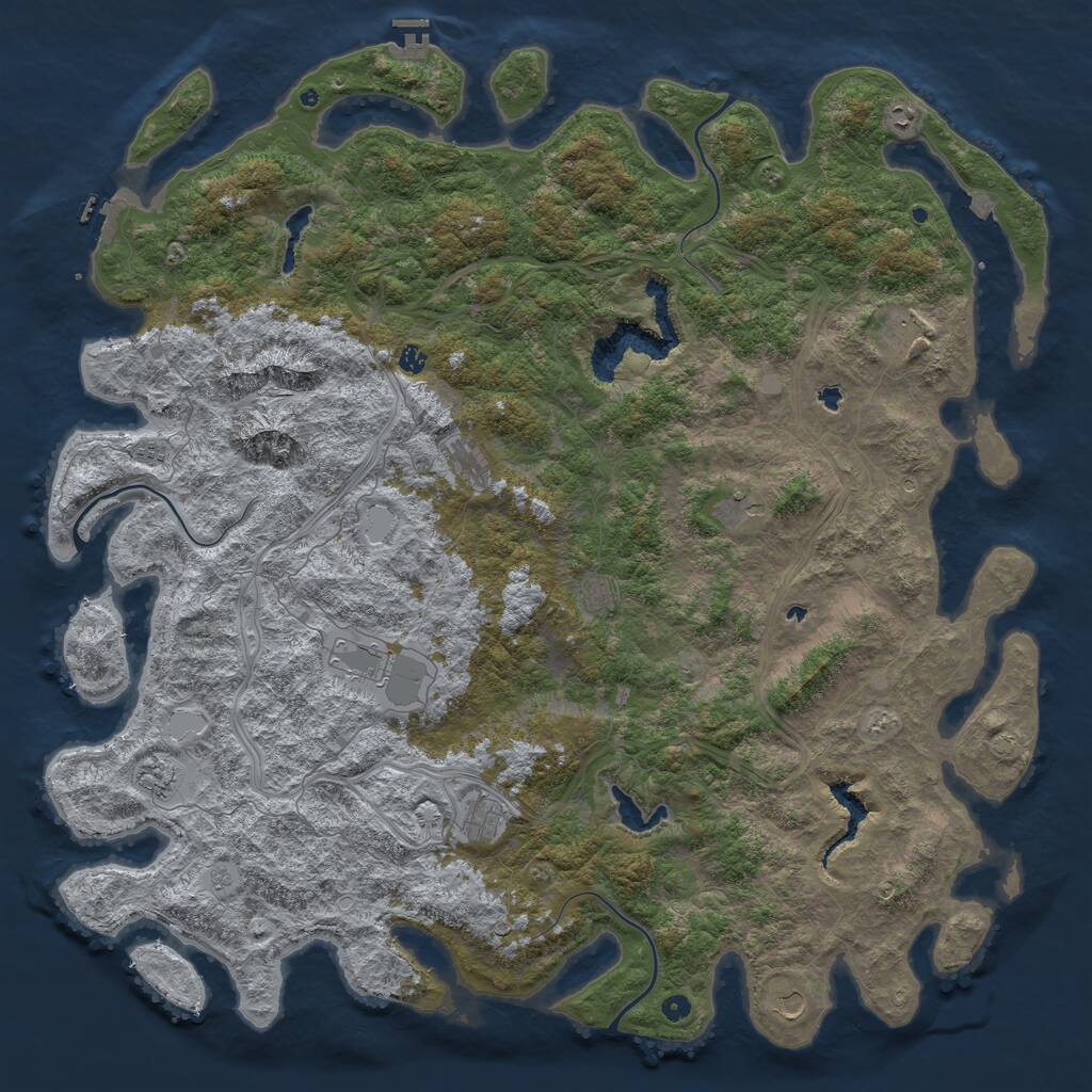 Rust Map: Procedural Map, Size: 6000, Seed: 38397, 17 Monuments