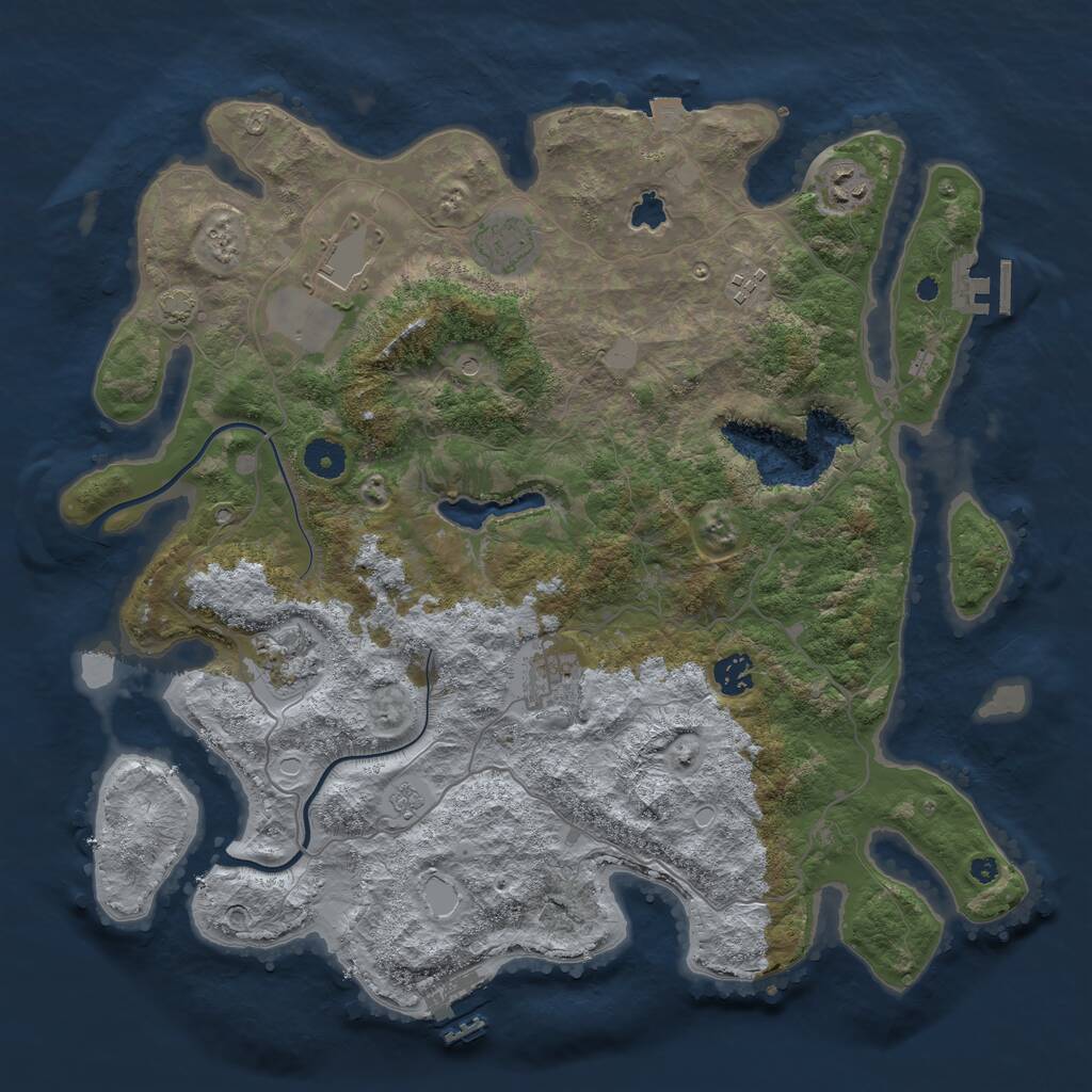 Rust Map: Procedural Map, Size: 4000, Seed: 698566645, 13 Monuments