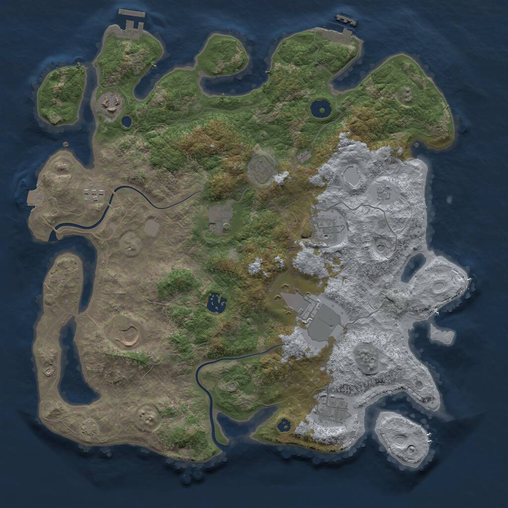 Rust Map: Procedural Map, Size: 3850, Seed: 1116380457, 15 Monuments