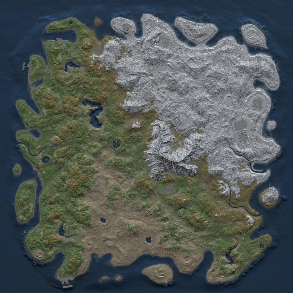 Rust Map: Procedural Map, Size: 6000, Seed: 81235479, 17 Monuments