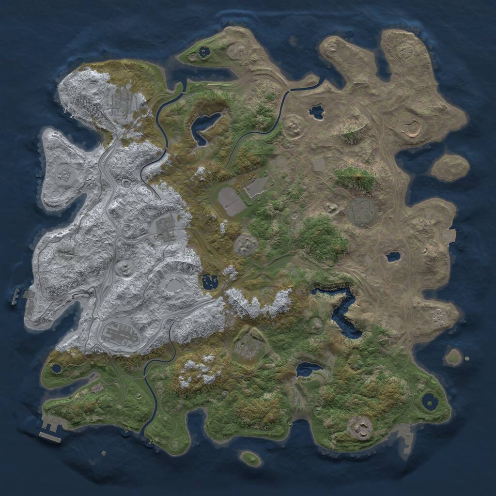 Rust Map: Procedural Map, Size: 4500, Seed: 208007200, 16 Monuments