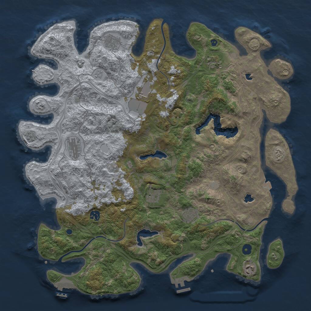 Rust Map: Procedural Map, Size: 4500, Seed: 25565, 15 Monuments