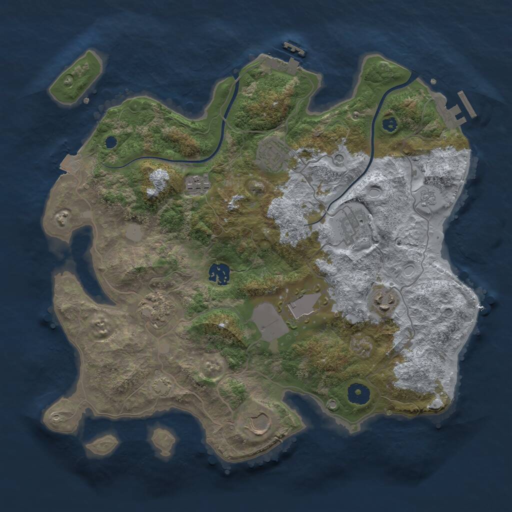 Rust Map: Procedural Map, Size: 3500, Seed: 1993390952, 14 Monuments