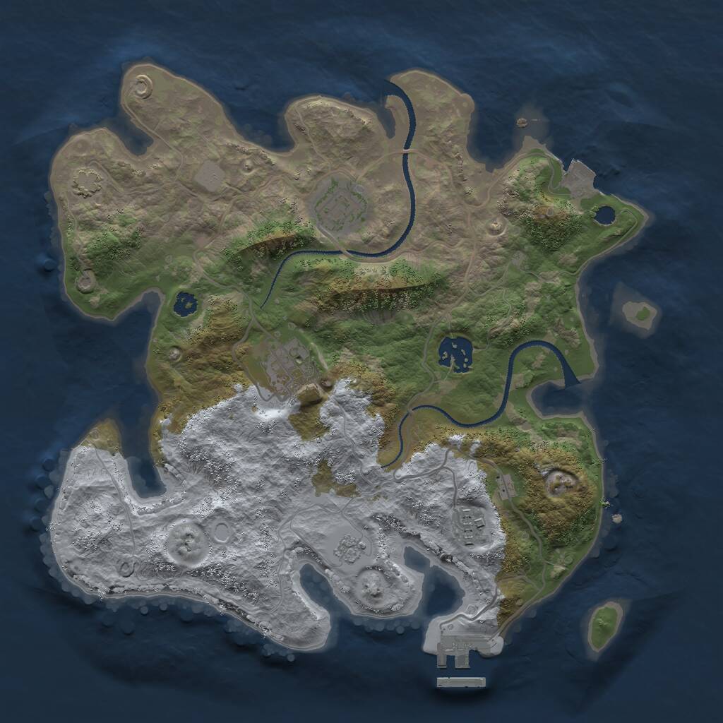 Rust Map: Procedural Map, Size: 3000, Seed: 18477, 8 Monuments