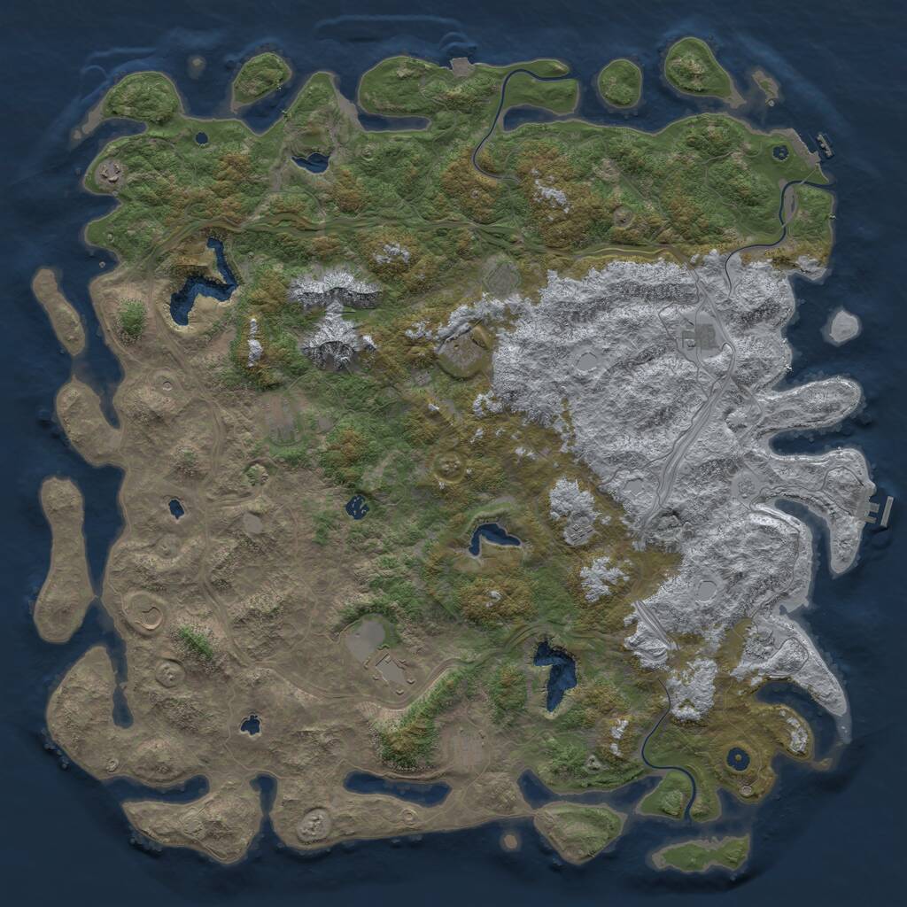 Rust Map: Procedural Map, Size: 6000, Seed: 202, 17 Monuments