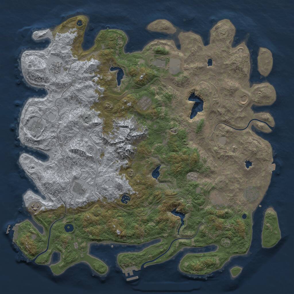 Rust Map: Procedural Map, Size: 5000, Seed: 529, 17 Monuments