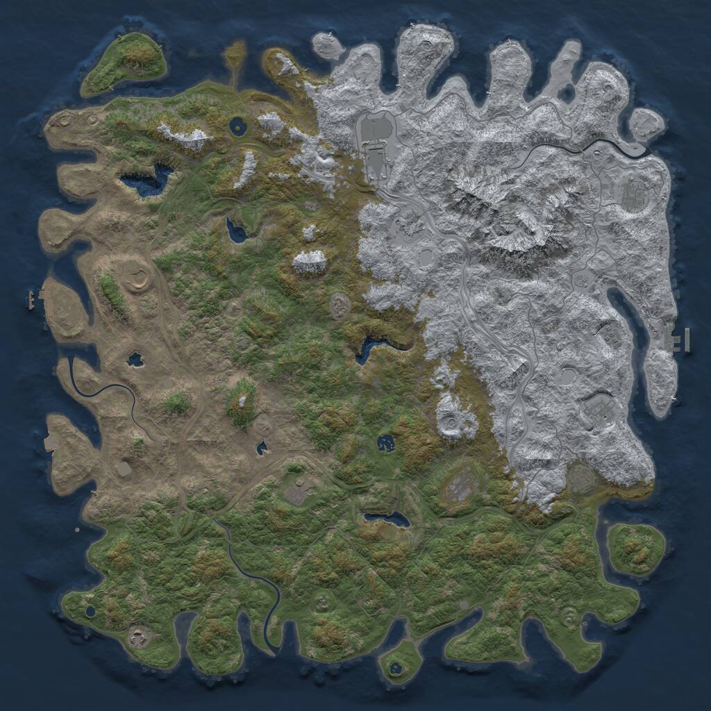 Rust Map: Procedural Map, Size: 6000, Seed: 70237, 17 Monuments
