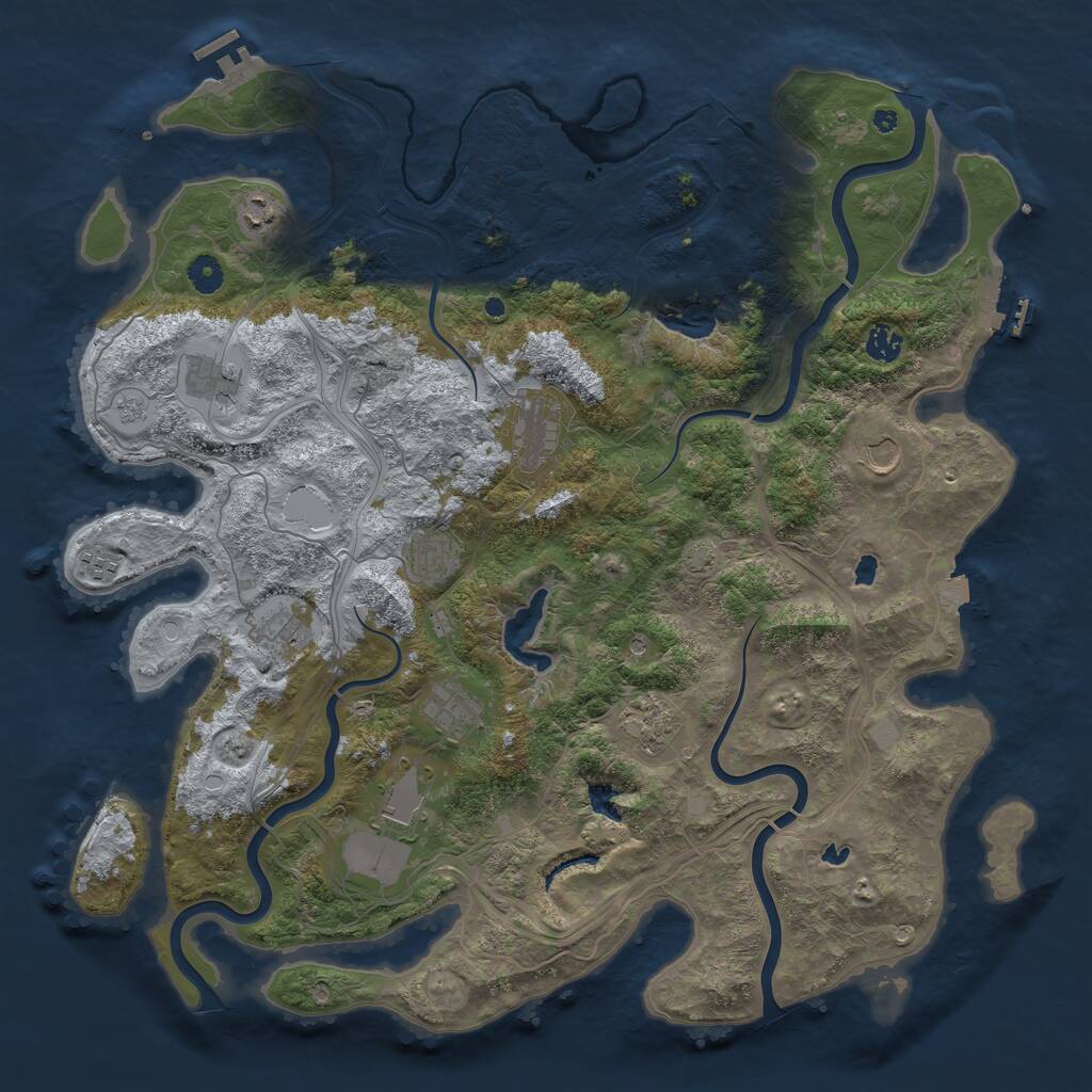 Rust Map: Procedural Map, Size: 4500, Seed: 1292960970, 17 Monuments