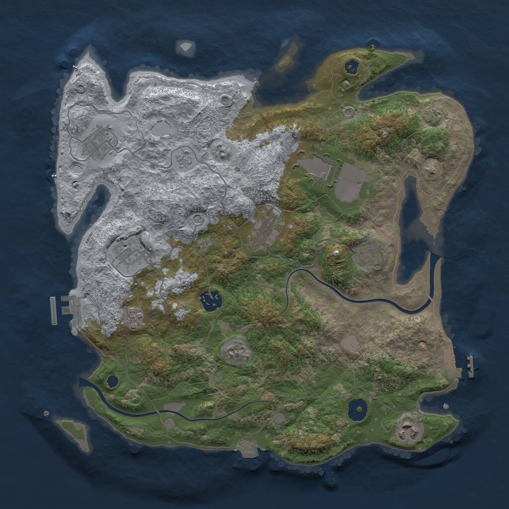 Rust Map: Procedural Map, Size: 3600, Seed: 380895, 14 Monuments