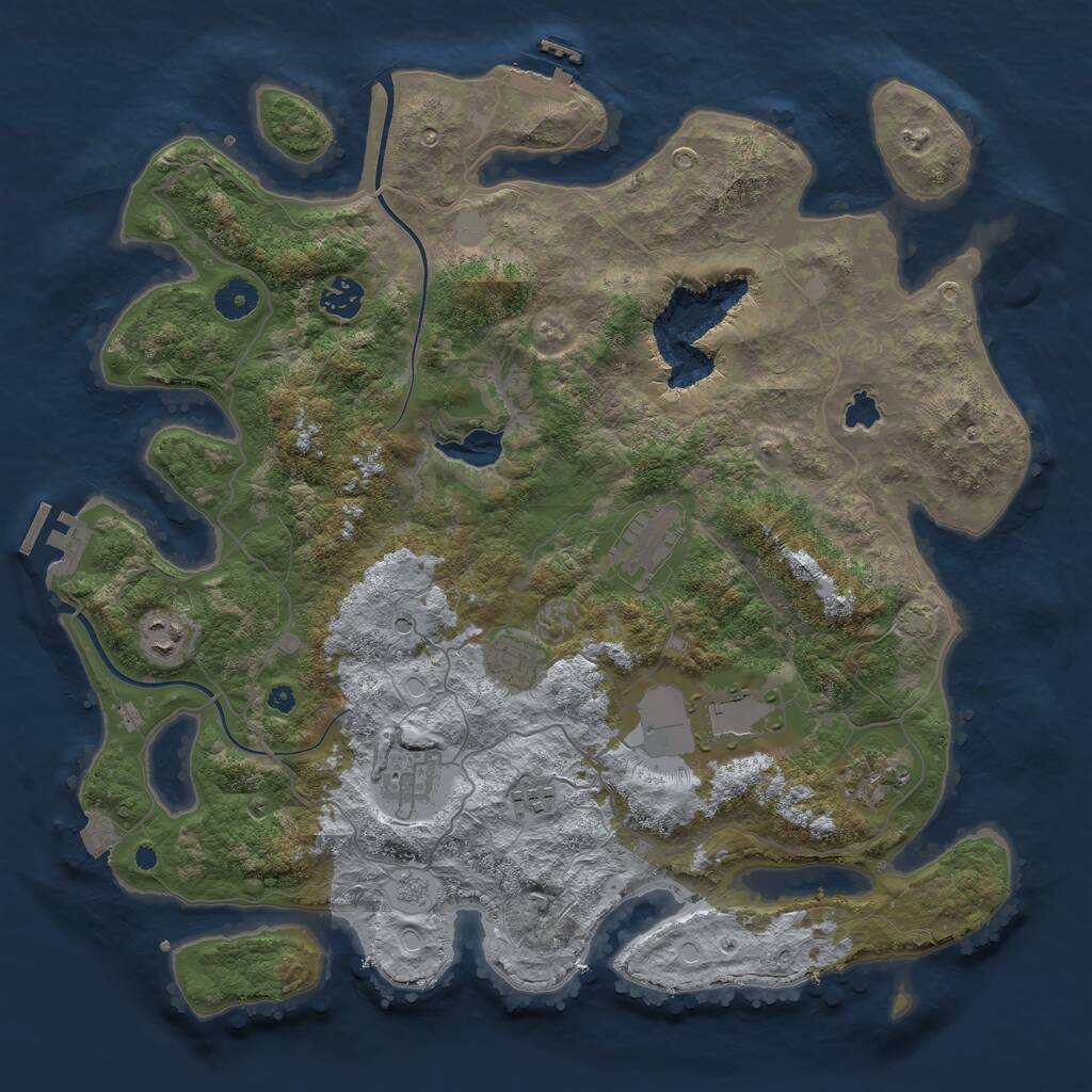 Rust Map: Procedural Map, Size: 4000, Seed: 874985, 14 Monuments