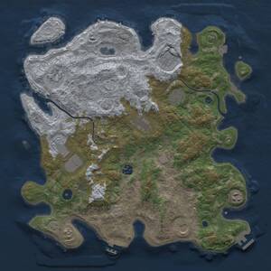 Thumbnail Rust Map: Procedural Map, Size: 3950, Seed: 52, 15 Monuments