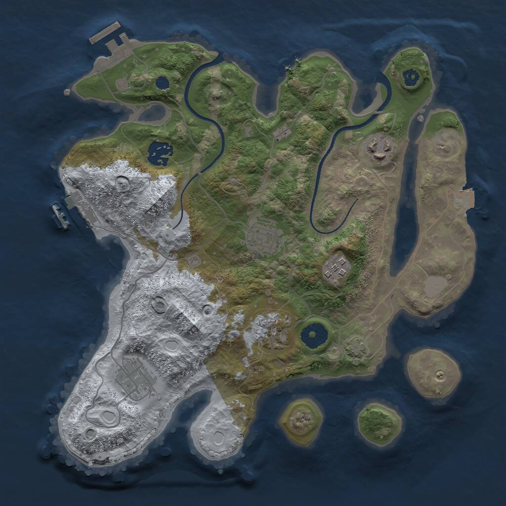Rust Map: Procedural Map, Size: 3000, Seed: 1539365890, 10 Monuments
