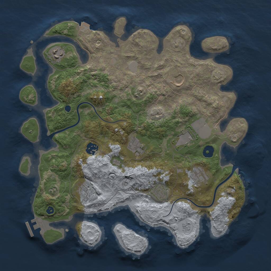 Rust Map: Procedural Map, Size: 3500, Seed: 38631, 13 Monuments