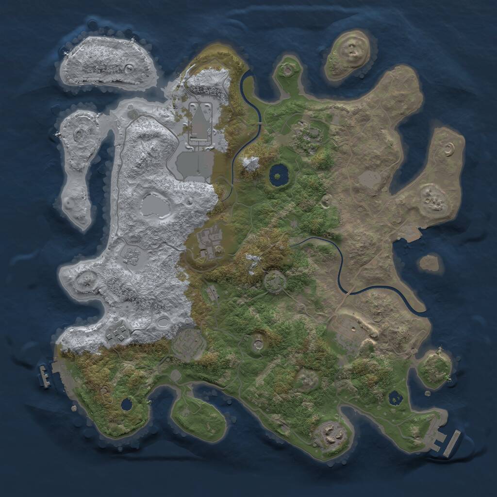 Rust Map: Procedural Map, Size: 3500, Seed: 165478222, 13 Monuments