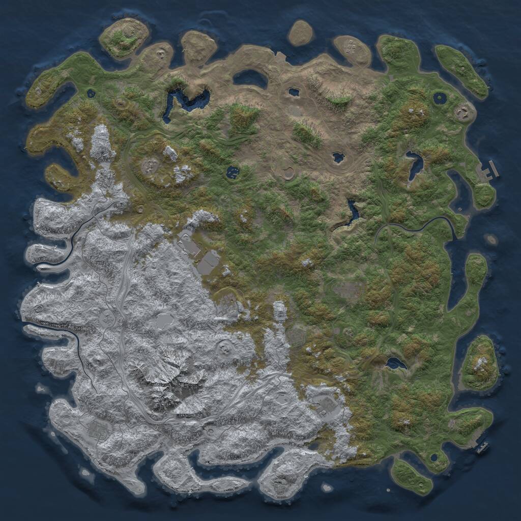 Rust Map: Procedural Map, Size: 6000, Seed: 33833793, 17 Monuments