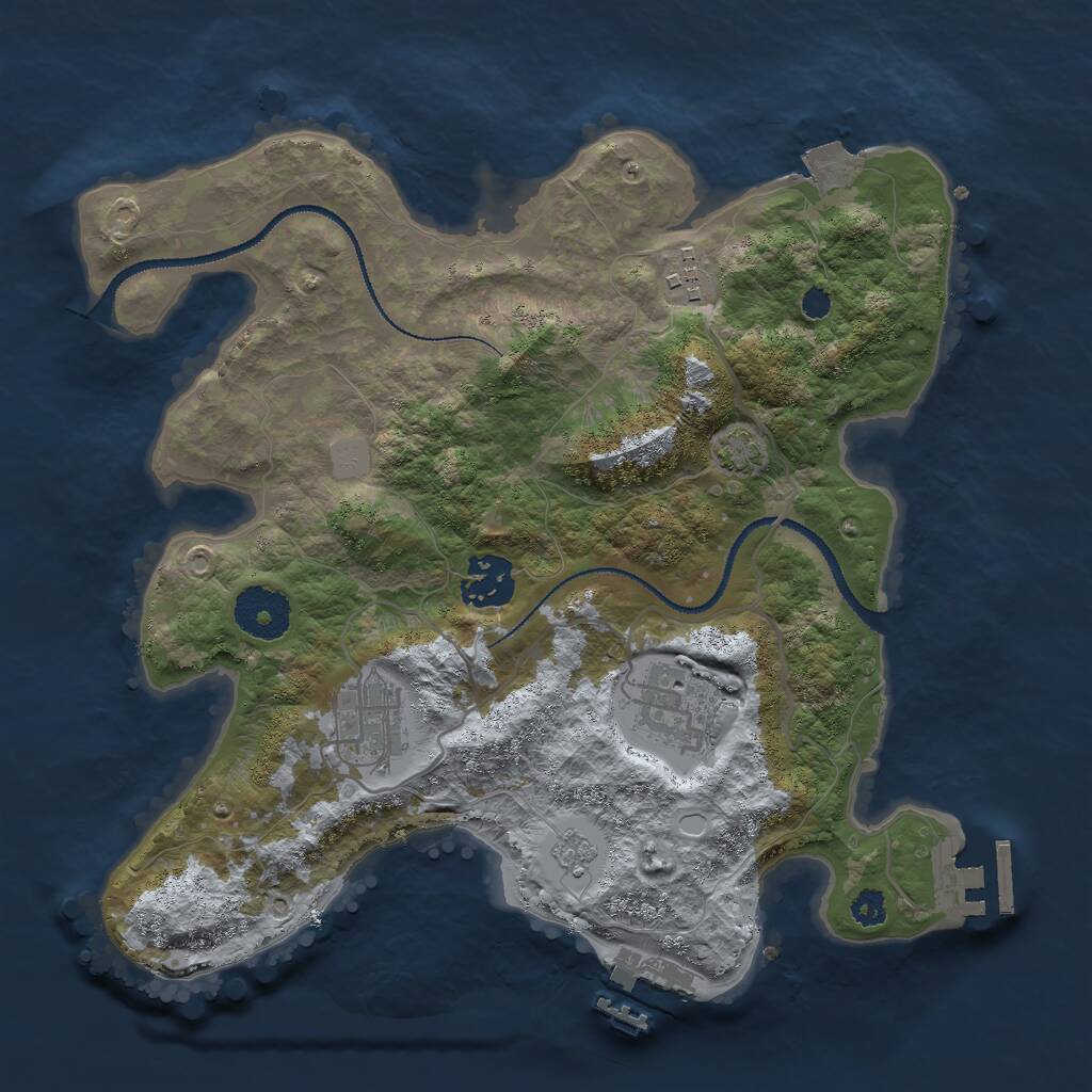 Rust Map: Procedural Map, Size: 3000, Seed: 7691, 9 Monuments
