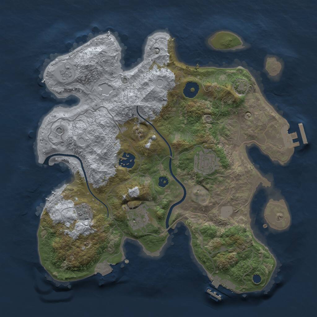 Rust Map: Procedural Map, Size: 3000, Seed: 26009, 10 Monuments