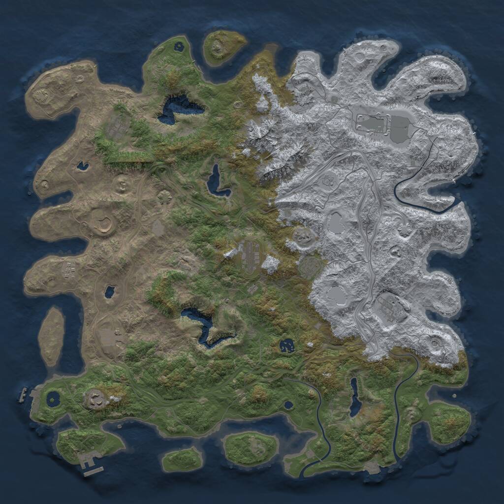 Rust Map: Procedural Map, Size: 5000, Seed: 2112648851, 17 Monuments