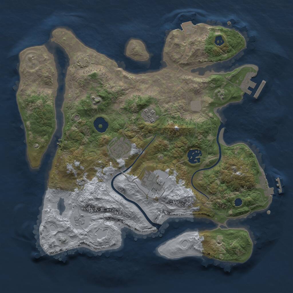 Rust Map: Procedural Map, Size: 3000, Seed: 1609656662, 9 Monuments