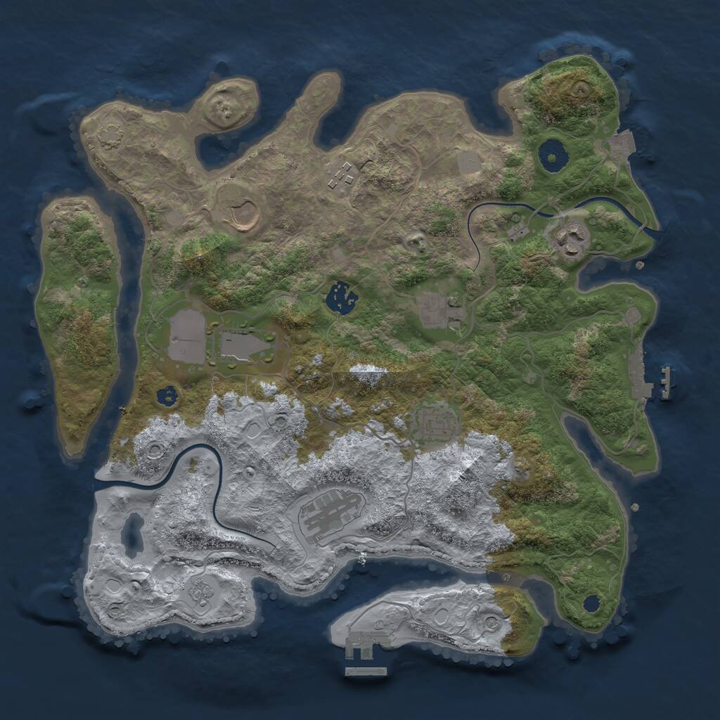 Rust Map: Procedural Map, Size: 3500, Seed: 1609656662, 14 Monuments