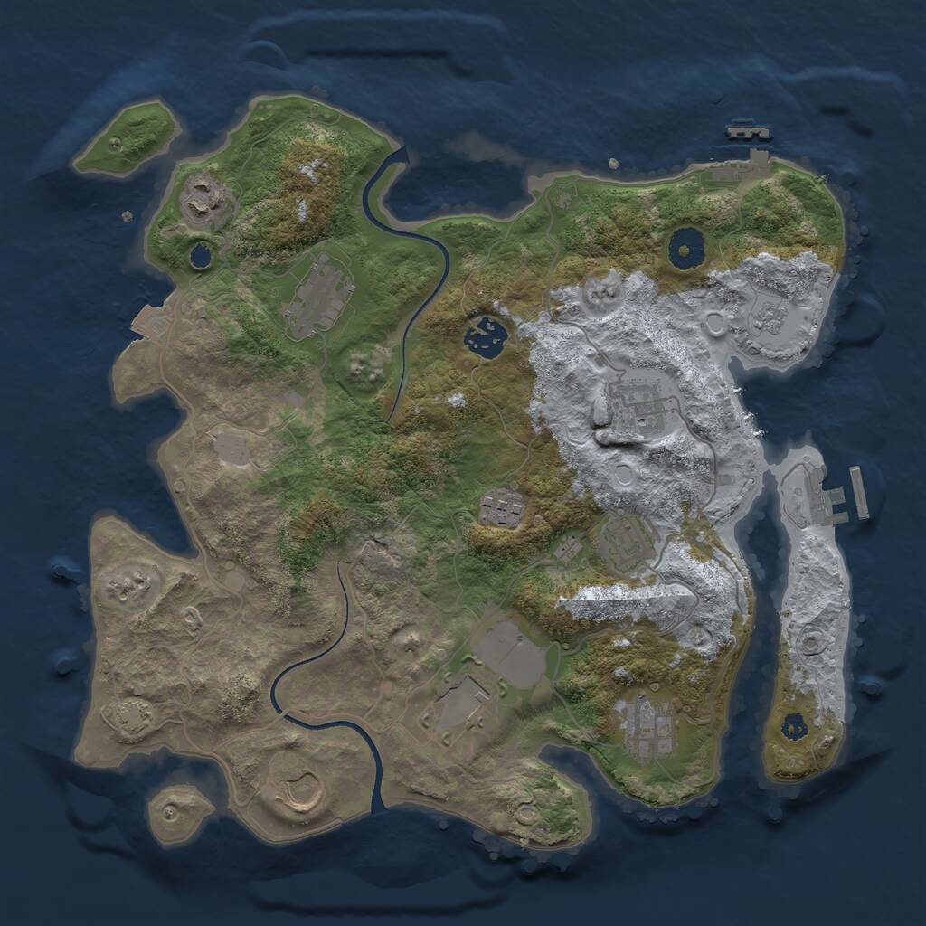 Rust Map: Procedural Map, Size: 3500, Seed: 34498, 14 Monuments